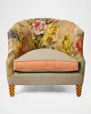 Mackenzie-childs Field Study Floral And Gingham Accent Chair