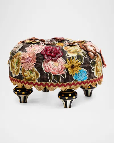 Mackenzie-childs Field Study Floral Tufted Footstool In Multi/floral