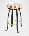 Mackenzie-childs Flatiron Brown Stripe Bar Stool In Brown/white
