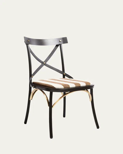Mackenzie-childs Flatiron Brown Stripe Dining Chair In Brown/white