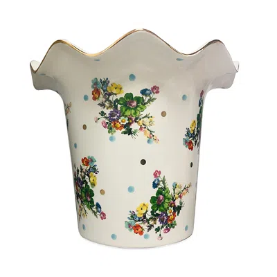 Mackenzie-childs Flower Market Ceramic Garden Pot In White