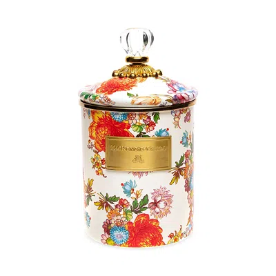 MACKENZIE-CHILDS MACKENZIE-CHILDS FLOWER MARKET MEDIUM CANISTER - WHITE