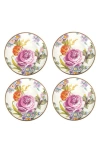 Mackenzie-childs Mackenzie Childs Flower Market Set Of 4 Enameled Steel Appetizer Plates In Multi