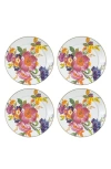Mackenzie-childs Mackenzie Childs Flower Market Set Of 4 Enameled Steel Charger Plates In Multi