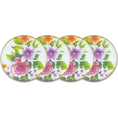 Mackenzie-childs Mackenzie Childs Flower Market Set Of 4 Enameled Steel Salad Plates In Multi
