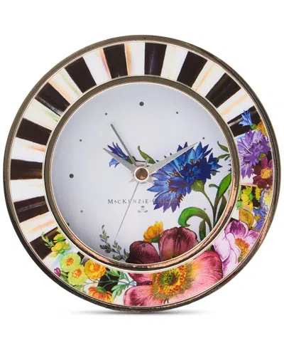 Mackenzie-childs Flower Market Silver Plated Round Desk Clock In No Color