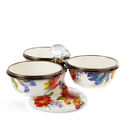 Mackenzie-childs Flower Market Triplicity Bowl Set In White