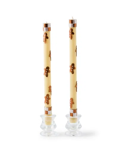 Mackenzie-childs Gingerbread Dinner Candles, Set Of 2 In Yellow
