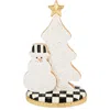 Mackenzie-childs Mackenzie Childs Gingerbread Small Handmade Snowman & Tree Figurine In Multi