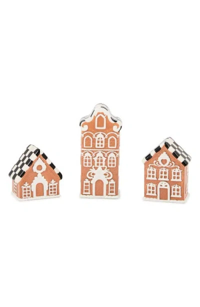 Mackenzie-childs Mackenzie Childs Gingerbread Village Set Of 3 Candleholders In Brown