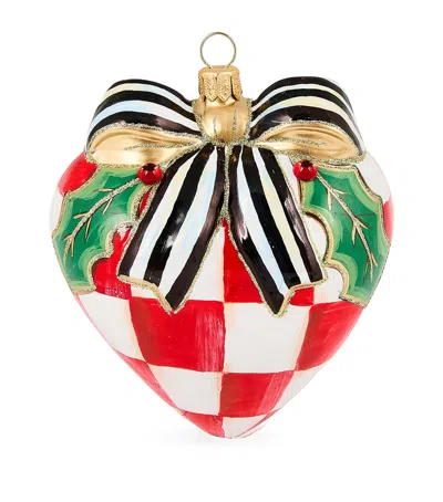 Mackenzie-childs Glass Check It Out Heart Tree Decoration In Multi