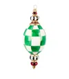 Mackenzie-childs Glass Check It Out Oval Drop Tree Decoration In Green