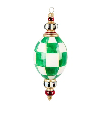 Mackenzie-childs Glass Check It Out Oval Drop Tree Decoration In Green