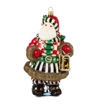 Mackenzie-childs Glass Check It Out Santa Tree Decoration In Multi