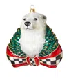 Mackenzie-childs Glass Cozy Christmas Polar Bear Ornament In Green