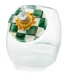 Mackenzie-childs Glass Emerald Check Cookie Jar