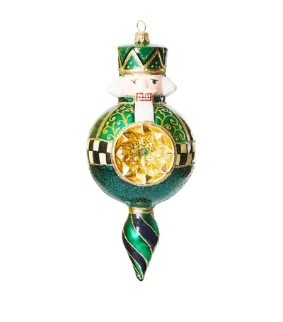 Mackenzie-childs Glass Luxe Nutcracker Reflector Ornament In Green
