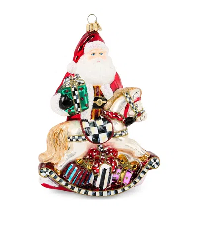 Mackenzie-childs Glass Santa With Rocking Horse Tree Decoration In Multi