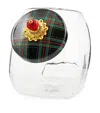 Mackenzie-childs Glass Tartan Lid Cookie Jar In Black