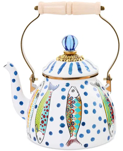 Mackenzie-childs Mackenzie Childs Go Fish Enameled Steel 2-quart Tea Kettle In Multi