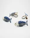 Mackenzie-childs Go Fish Napkin Rings, Set Of 4 In Blue