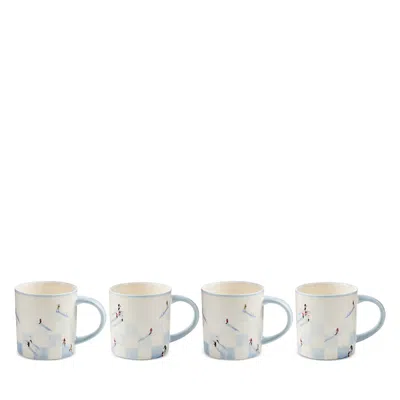 Mackenzie-childs Gray Malin Ski Holiday Mugs, Set Of 4 - Exclusive In Blue