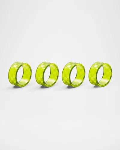 Mackenzie-childs Green Check Napkin Rings, Set Of 4