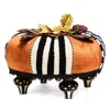 Mackenzie-childs Harvest Check & Stripe Tufted Footstool In Multi/stripe