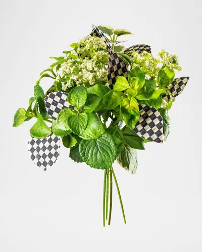 Mackenzie-childs Herb 10" Faux Floral Bouquet In Green