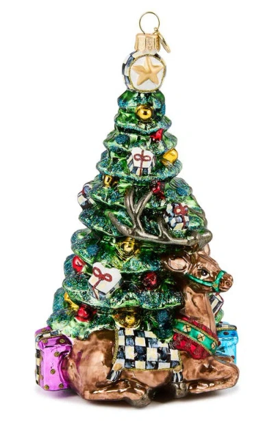 Mackenzie-childs Mackenzie Childs Holiday Forest Tree Glass Ornament In Green