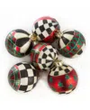 Mackenzie-childs Holiday Tartan Ball Ornaments, Set Of 6 In Multi