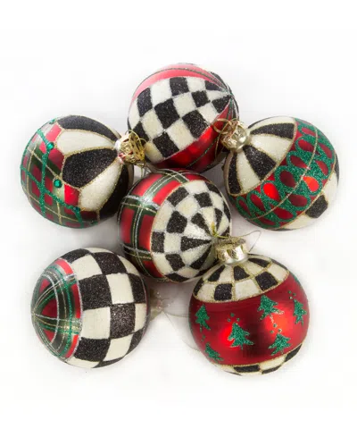 Mackenzie-childs Holiday Tartan Ball Ornaments, Set Of 6 In Multi