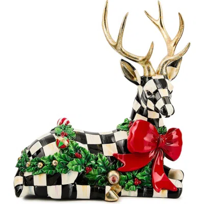 MACKENZIE-CHILDS MACKENZIE CHILDS HOLLY CHECK RESTING DEER FIGURINE