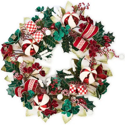 Mackenzie-childs Mackenzie Childs Holly Christmas 26-inch Wreath In Red