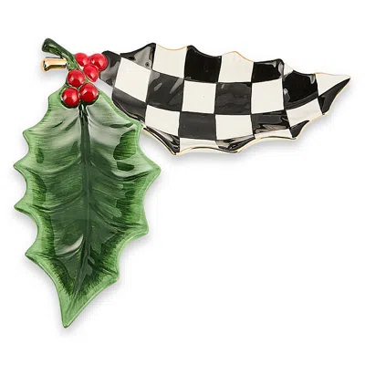 Mackenzie-childs Holly Leaf Ceramic Trinket Tray In Multi