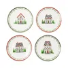 Mackenzie-childs Holly Village Ceramic Dessert Plates, Set Of 4 In Multi