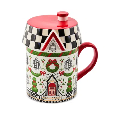 Mackenzie-childs Holly Village Ceramic Lidded Mug In Multi