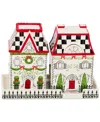 Mackenzie-childs Holly Village Ceramic Salt & Pepper Set In Multi