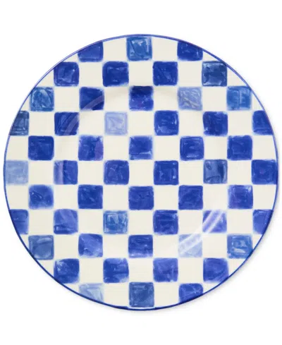 MACKENZIE-CHILDS INDIGO CHECK DINNER PLATE