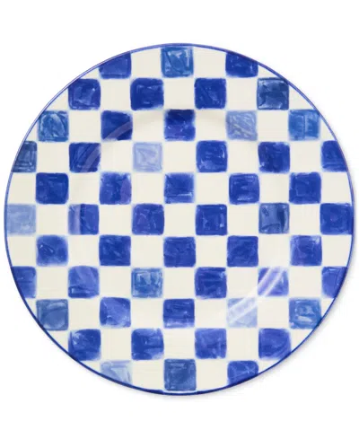 MACKENZIE-CHILDS INDIGO CHECK ROUND PLATTER