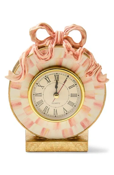 Mackenzie-childs Mackenzie Childs It's All About The Bow Desk Clock In Pink