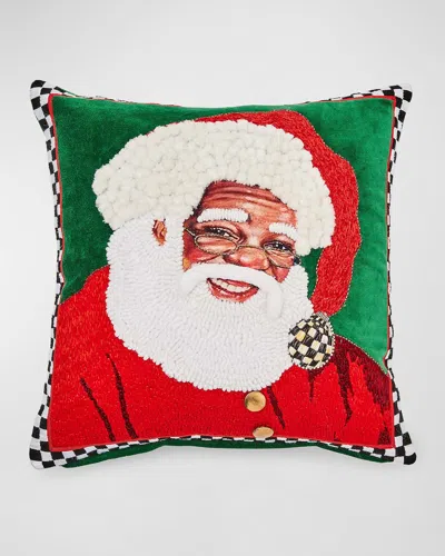 Mackenzie-childs Joyful Black Santa Throw Pillow In Multi