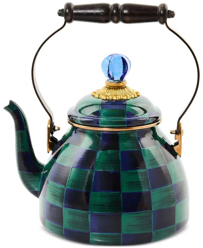 Mackenzie-childs Juniper Check Enameled 2-quart Tea Kettle In Multi