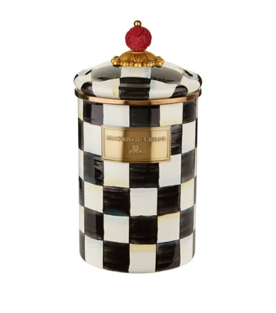 MACKENZIE-CHILDS LARGE COURTLY CHECK ENAMEL CANISTER