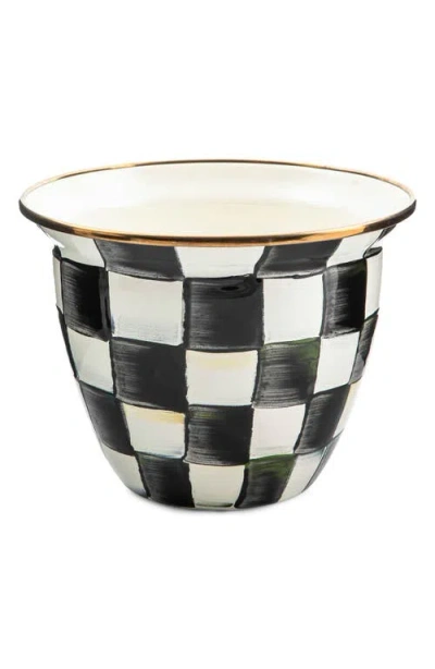 Mackenzie-childs Mackenzie Childs Large Courtly Check Enamel Flower Pot In Black