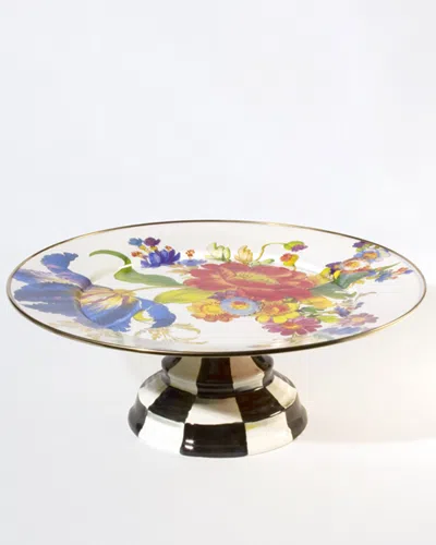 Mackenzie-childs Large Flower Market Pedestal Platter In Multi