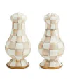 Mackenzie-childs Large Mocha Check Salt And Pepper Shakers