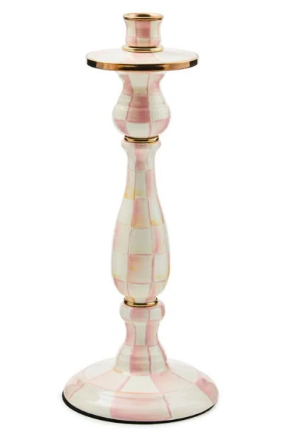 Mackenzie-childs Mackenzie Childs Large Rosy Check Candlestick Holder In Pink