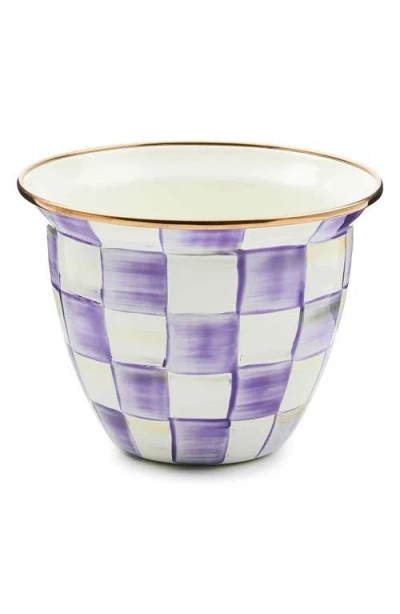 Mackenzie-childs Mackenzie Childs Large Violet Check Enamel Flower Pot In Purple