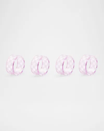 Mackenzie-childs Lavender Check Napkin Ring, Set Of 4 In Pink